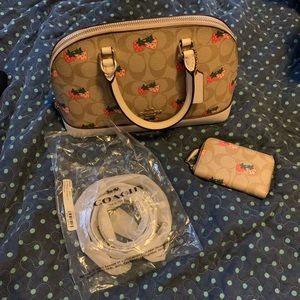 🍓🍓🍓 Coach Mini Sierra Strawberry Crossbody with matching Card Case 🍓🍓🍓